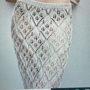 Zara silver open weave metallic maxi skirt